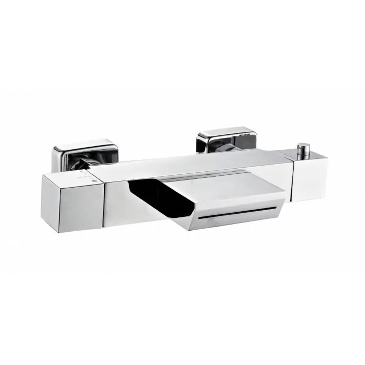 Sani DeLuxe Badmengkraan opbouw thermostatisch met waterval uitloop vierkant Chroom
