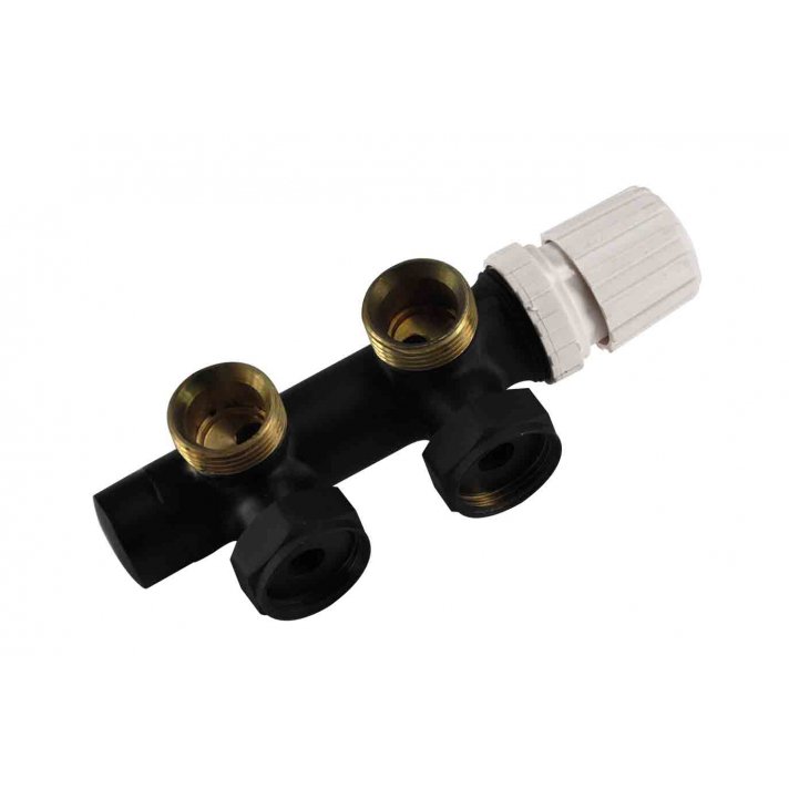 Thermostatisch onderblok 3/4", haaks-rechts, mat zwart