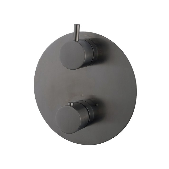 Caral Rond afbouwdeel inbouwthermostaat 2 weg gunmetal