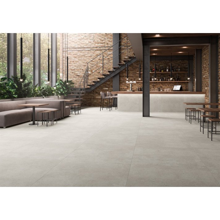 Actiepallet 53.28 m2 | Betonlook | vloer-/wandtegel xxl | 120x120 |- beton witgrijs 120x120 mat - geschikt voor woonkamer en badkamer