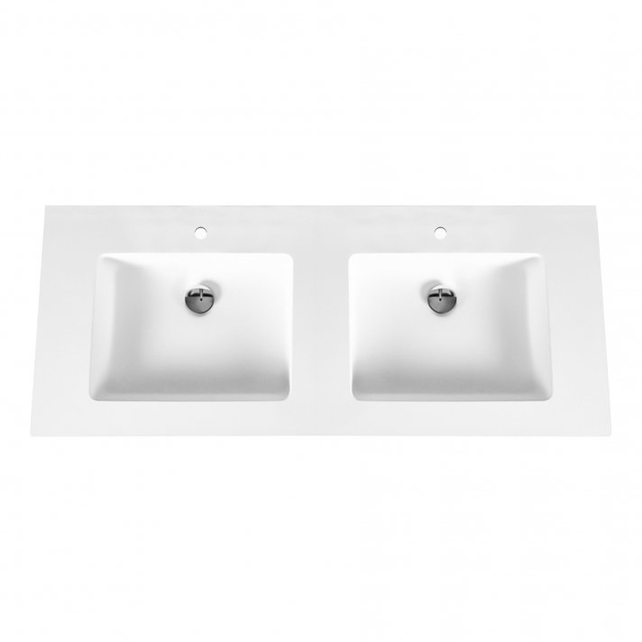 Eco Elegance Solid Surface Dubbele Wastafel (160cm) - Wit