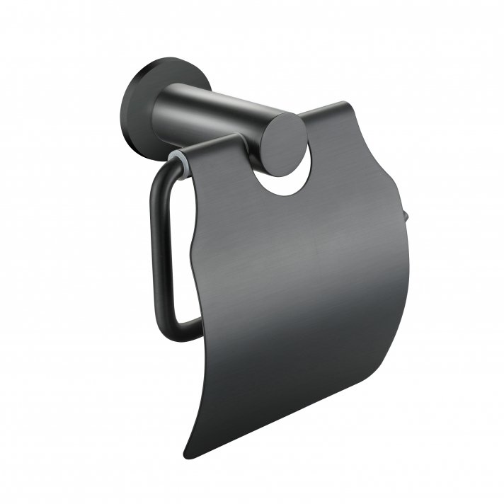 Eco Elegance Toiletrolhouder Met Klep Gunmetal Grijs