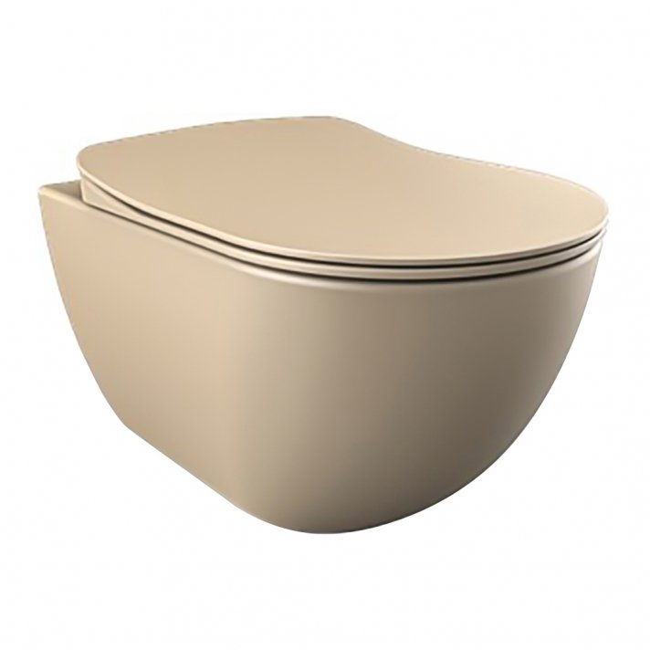 Hugo & Müeller Rimoff Ophang Wc Met Rvs Sproeier (Bidet), Mat Cappucino