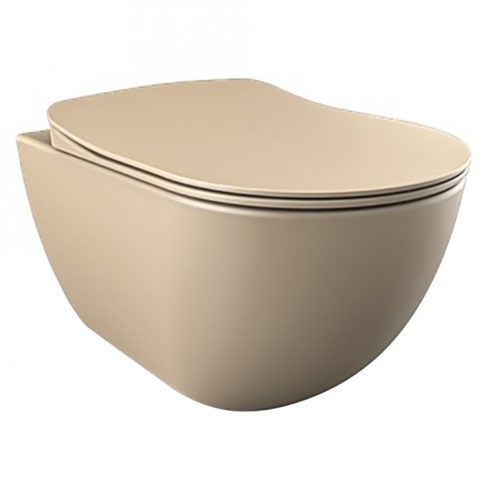 Hugo & Müeller Rimoff Ophang Wc Zonder Sproeier (Bidet), Mat Cappucino