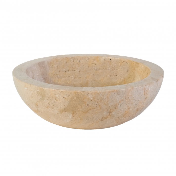 Eco Elegance Volledig Gepolijste Waskom Van Steen - Crème Marmer 35x12cm