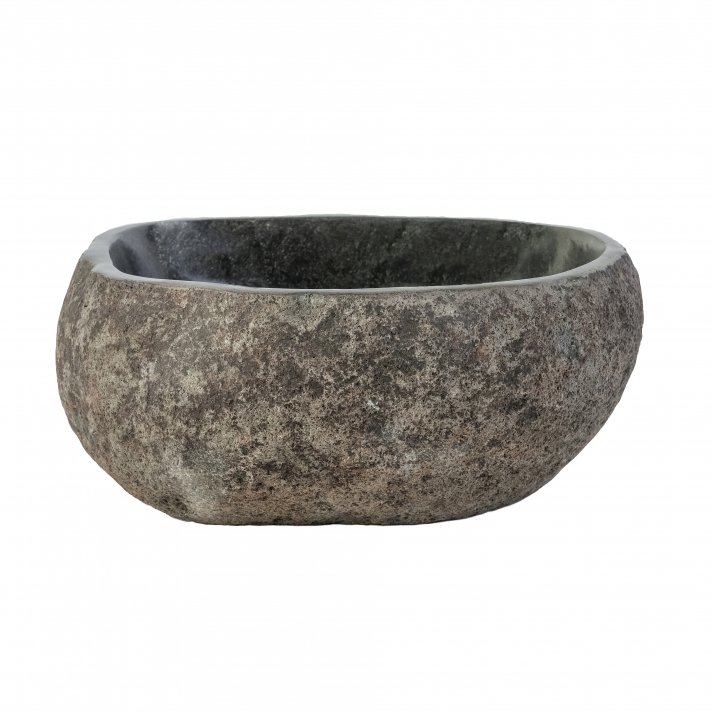 Eco Elegance Waskom Van Natuurlijke Riviersteen - Grijs 30-35x15x2cm