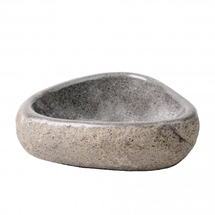 Eco Elegance Ronde Waskom Van Natuurlijke Riviersteen Dunne Rand - Grijs 30-35x15x1
