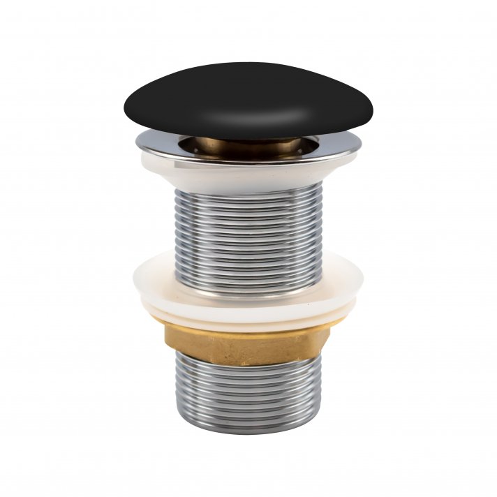 Eco Elegance Zwart Keramische Push-Up Afvoerplug 5/4 Zonder Overloop
