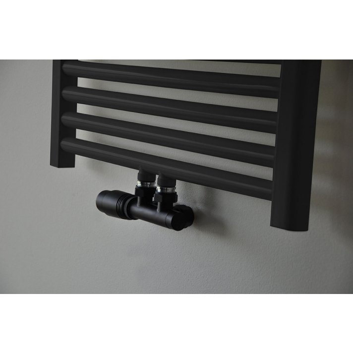 Riko Set thermostatisch onderblok, haaks-links, mat zwart