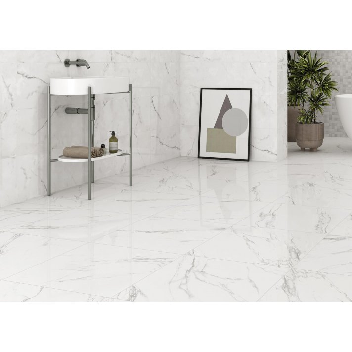 Navarti Calacatta hoogglans vloertegel 60.8x60.8 white