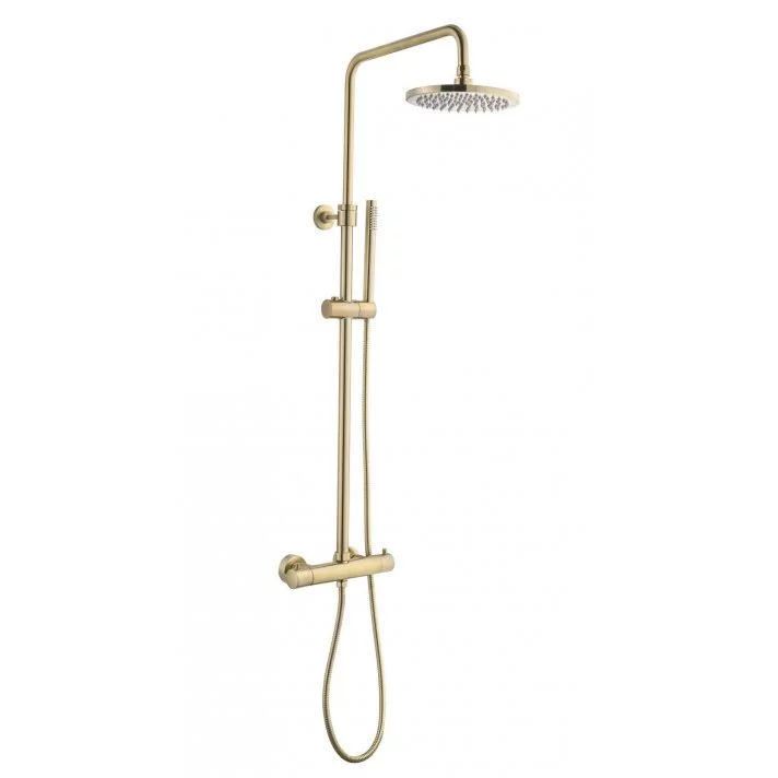 Sani DeLuxe Doucheset opbouw thermostatisch (in hoogte verstelbaar) rond Goud Geborsteld