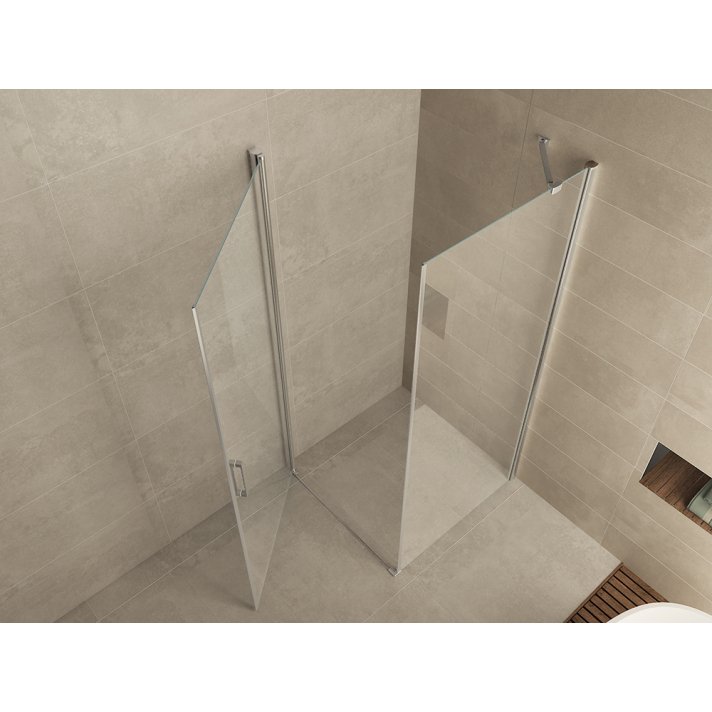 Uni douchecabine draaideur met zijwand 100x100 cm chroom met helder glas 8mm NANO