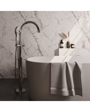 BRAUER Chrome Carving vrijstaande badmengkraan SET 02 met 3-standen handdouche en doucheslang chroom