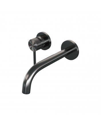 BRAUER Gunmetal Carving inbouw wastafelmengkraan met gebogen uitloop en rozetten model A2 gunmetal geborsteld PVD