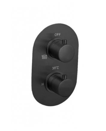 Sani DeLuxe Badset inbouw met box thermostaat, muurbevestiging / doucheslang, staafhanddouche rond Mat Zwart