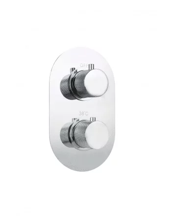 Sani DeLuxe Doucheset inbouw met box thermostaat, muurbevestiging / douchekop 20 cm rond Chroom met geribbeld knop