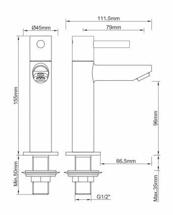Amador fonteinkraan XL Kiwa 1/2'' geborsteld koper