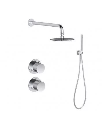 Sani DeLuxe Doucheset inbouw met box thermostaat, muurbevestiging / afwerkringen / douchekop 30 cm rond Chroom