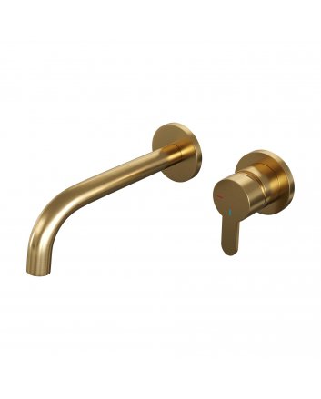BRAUER Gold Edition inbouw wastafelmengkraan met gebogen uitloop en rozetten model D1 goud geborsteld PVD