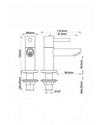 Amador fonteinkraan Kiwa 1/2'' mat zwart