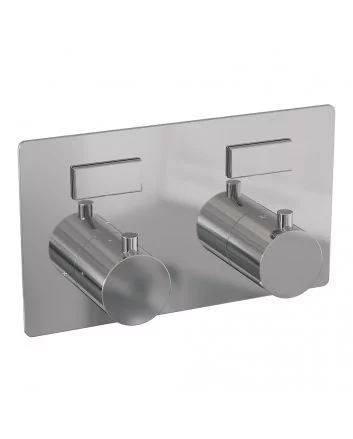 BRAUER Chrome Edition thermostatische inbouw regendouche met drukknoppen SET 54 met 30 cm douchekop en plafondarm en staaf handdouche en doucheslang en wandaansluitbocht chroom