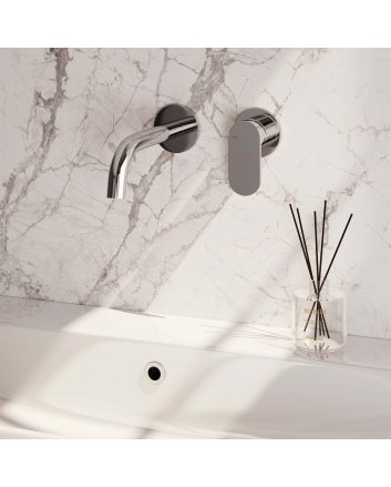 BRAUER Chrome Edition inbouw wastafelmengkraan met gebogen uitloop en rozetten model C1 chroom