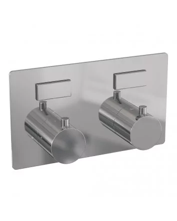 BRAUER Chrome Edition thermostatische inbouw regendouche met drukknoppen SET 56 met 30 cm douchekop en rechte muurarm en 3-standen handdouche en doucheslang en wandaansluitbocht chroom