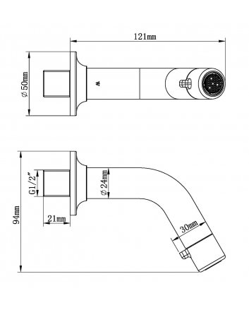 Sophia fonteinkraan met muurbevestiging 1/2" chroom