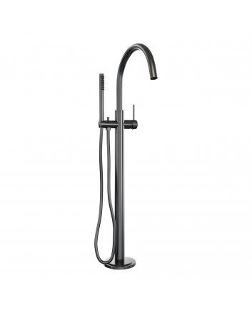 BRAUER Gunmetal Carving vrijstaande badmengkraan SET 01 met staaf handdouche en doucheslang gunmetal geborsteld PVD