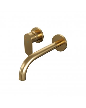 BRAUER Gold Edition inbouw wastafelmengkraan met gebogen uitloop en rozetten model C2 goud geborsteld PVD