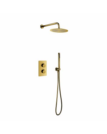 Eco Elegance Inbouw Thermostatische Doucheset Met Regendouchekop (Ø25cm) - Geborsteld Goud