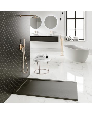 Hugo & Müeller Veroni Elite Flat Composietsteen Douchebak Zwart 120x80x3cm