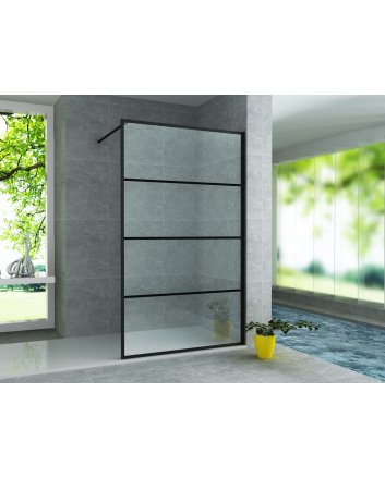 Eco Elegance Inloopdouchewand Mat Zwart Raster 90x200cm 8mm