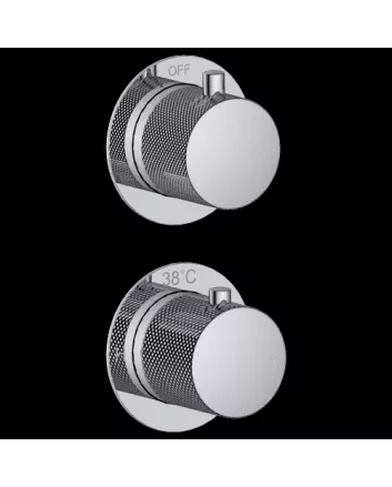 Sani DeLuxe Doucheset inbouw met box thermostaat, muurbevestiging / afwerkringen / douchekop 30 cm rond Chroom met geribbeld knop