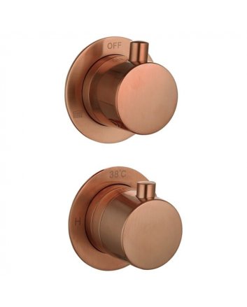 Sani DeLuxe Badset inbouw met box thermostaat, muurbevestiging / doucheslang, staafhanddouche / afwerkringen / rond Brons