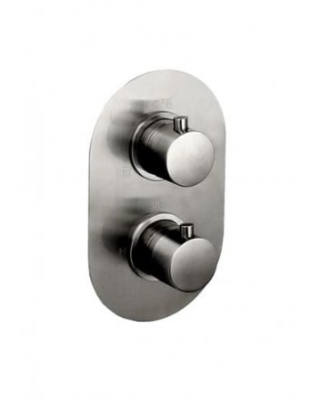 Sani DeLuxe Badset inbouw met box thermostaat, muurbevestiging / doucheslang, staafhanddouche rond Gun Metal