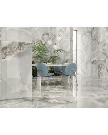 Actiepallet 57.6 m2 | Vloer- en wandtegel marmerlook  - pulpis onix marmer grijs  60x120 hoogglans - geschikt voor woonkamer en badkamer