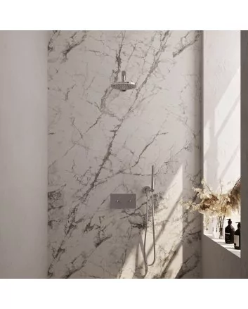 BRAUER Chrome Edition thermostatische inbouw regendouche met drukknoppen SET 49 met 20 cm douchekop en rechte muurarm en staaf handdouche en doucheslang en wandaansluitbocht chroom