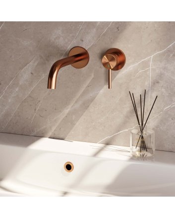 BRAUER Copper Edition inbouw wastafelmengkraan met gebogen uitloop en rozetten model A1 koper geborsteld PVD