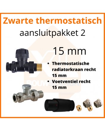 Eco 4 Zwarte thermostatisch M30 aansluitpakket 2 t.b.v. 15 mm buis